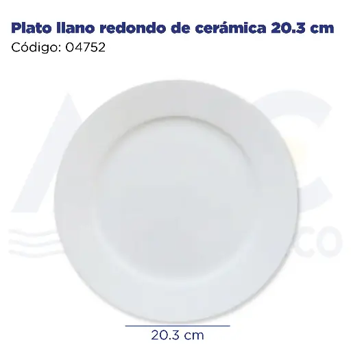 [04752] Plato llano redondo de cerámica 20.3cm