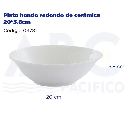 [04781] Plato hondo redondo de cerámica 20*5.8cm