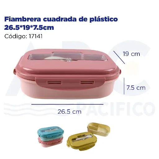 [17141] Fiambrera cuadrada de plástico 26.5*19*7.5cm