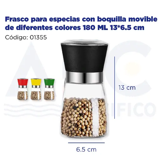 [01355] [01355] Frasco para especias con boquilla movible de diferentes colores 180 ML 13*6.5 cm