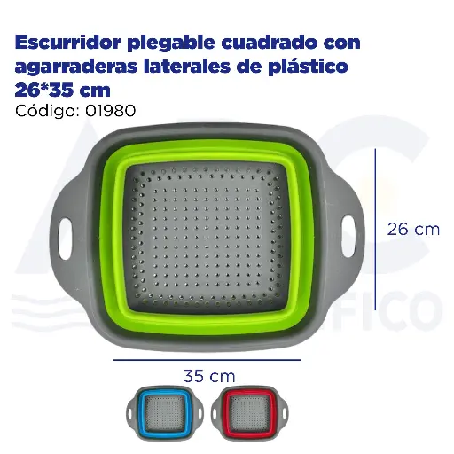 [01980] [01980] Escurridor plegable cuadrado con agarraderas laterales de plástico 26*35 cm
