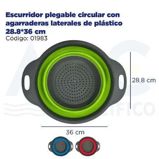 [01983] [01983] Escurridor plegable circular con agarraderas laterales de plástico 28.8*36 cm