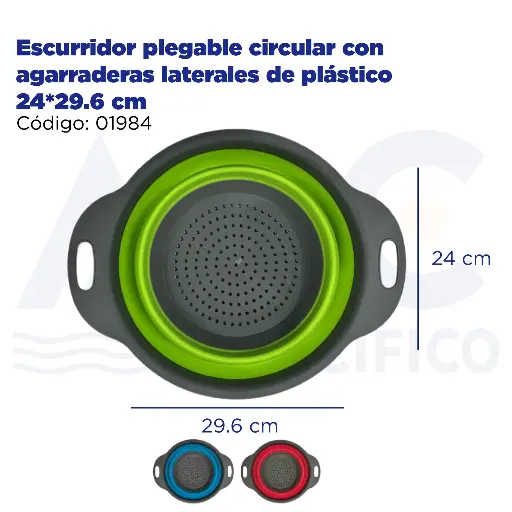 [01984] [01984] Escurridor plegable circular con agarraderas laterales de plástico 24*29.6 cm