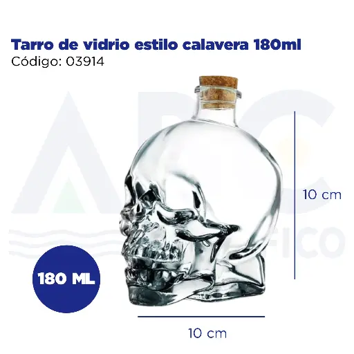 [03914] [03914] Tarro de vidrio estilo calavera 180ml
