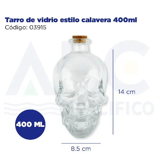 [03915] [03915] Tarro de vidrio estilo calavera 400ml