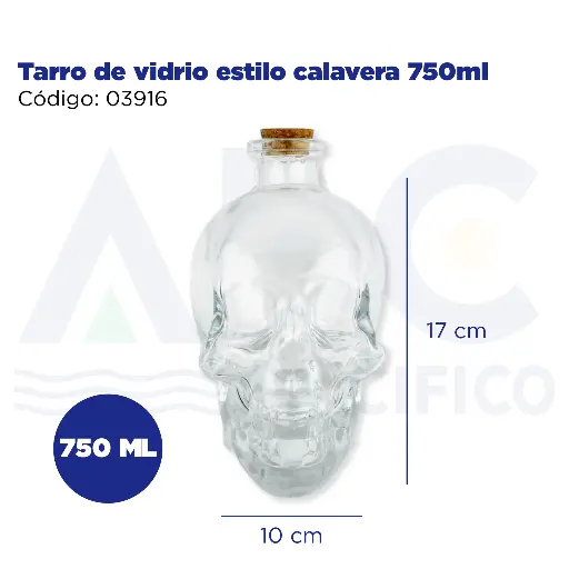 [03916] [03916] Tarro de vidrio estilo calavera 750ml