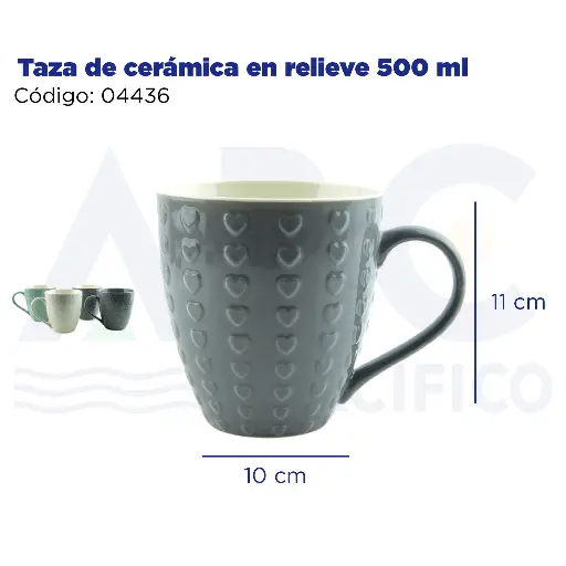 [04436] [04436] Taza de cerámica en relieve 500 ml
