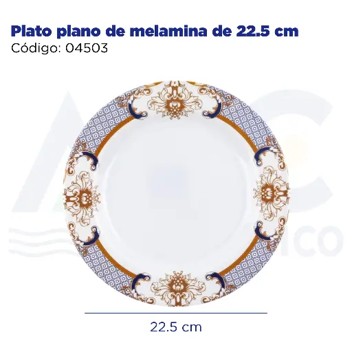 [04503] [04503] Plato plano de melamina de 22.5 cm