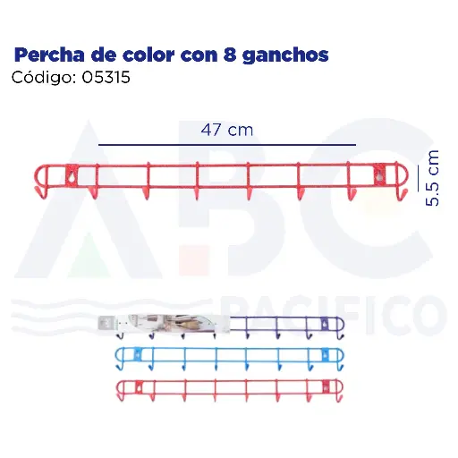 [05315] [05315] Percha de color con 8 ganchos