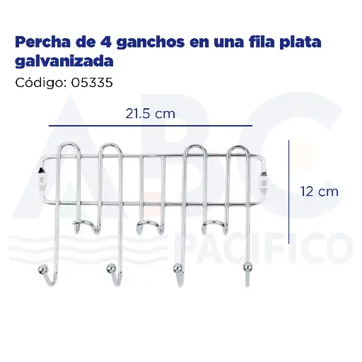 [05335] [05335] Percha de 4 ganchos en una fila plata galvanizada