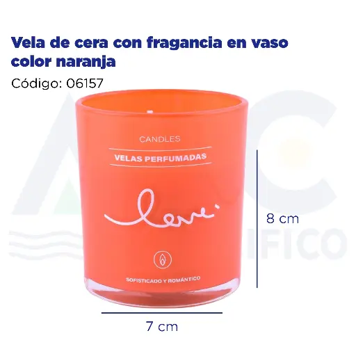 [06157] [06157] Vela de cera con fragancia en vaso color naranja