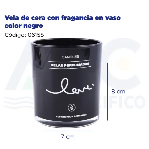 [06158] [06158] Vela de cera con fragancia en vaso color negro