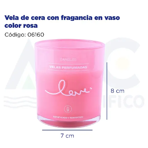 [06160] [06160] Vela de cera con fragancia en vaso color rosa