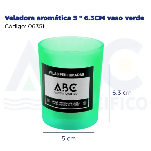 [06351] [06351] Veladora aromática 5 * 6.3CM vaso verde