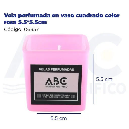 [06357] [06357] Vela perfumada en vaso cuadrado color rosa 5.5*5.5cm