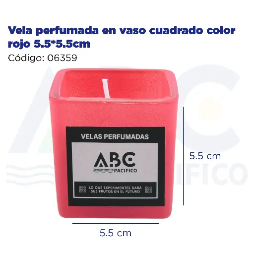 [06359] [06359] Vela perfumada en vaso cuadrado color rojo 5.5*5.5cm