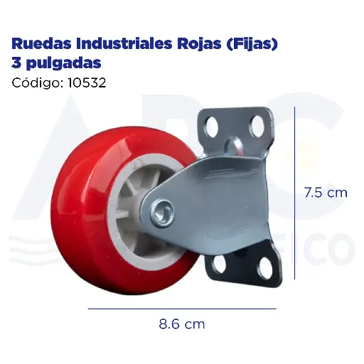 [10532] [10532] Ruedas Industriales Rojas (Fijas) 3 pulgadas