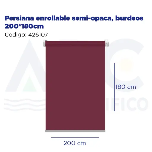[426107] [426107] Persiana enrollable semi-opaca, burdeos 200*180cm