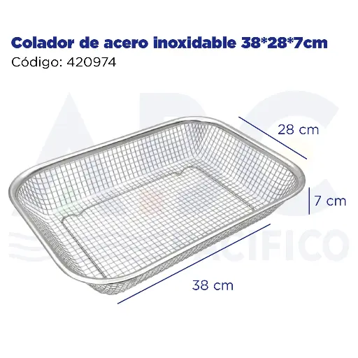 [420974] Colador de acero inoxidable 38*28*7cm