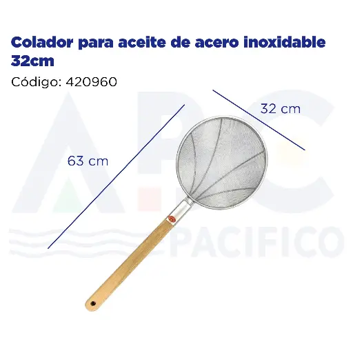 [420960] Colador para aceite de acero inoxidable 32cm