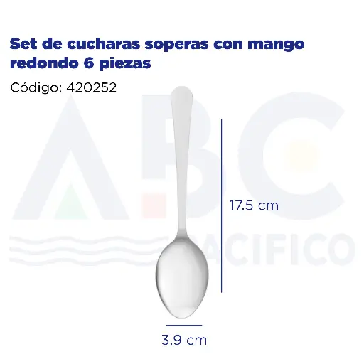 [420252] Set de cucharas soperas con mango redondo 6 piezas