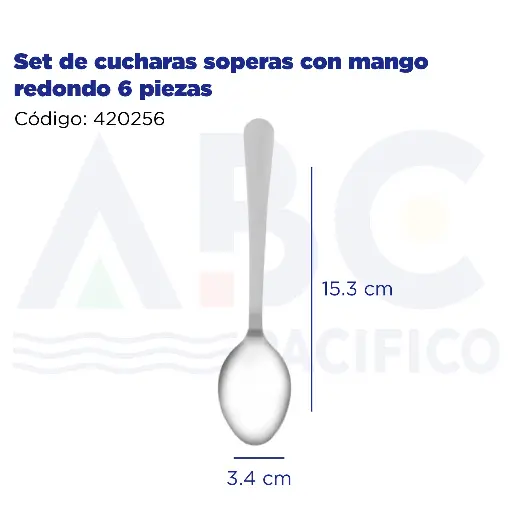 [420256] Set de cucharas soperas con mango redondo 6 piezas