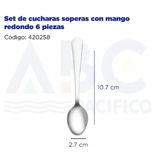 [420258] Set de cucharas soperas con mango redondo 6 piezas