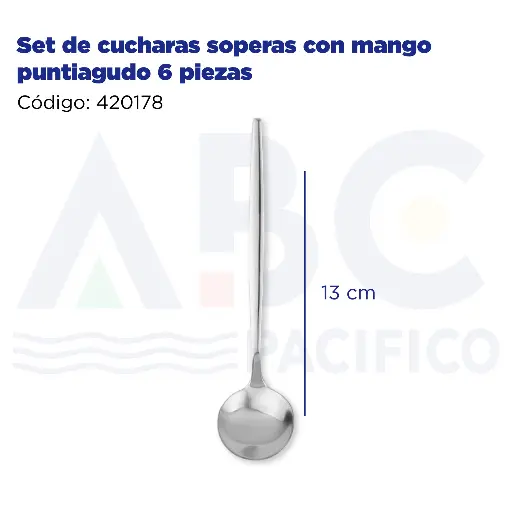 [420178] Set de cucharas soperas con mango puntiagudo 6 piezas