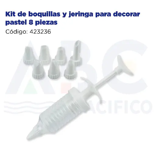 [423236] Kit de boquillas y jeringa para decorar pastel 8 piezas