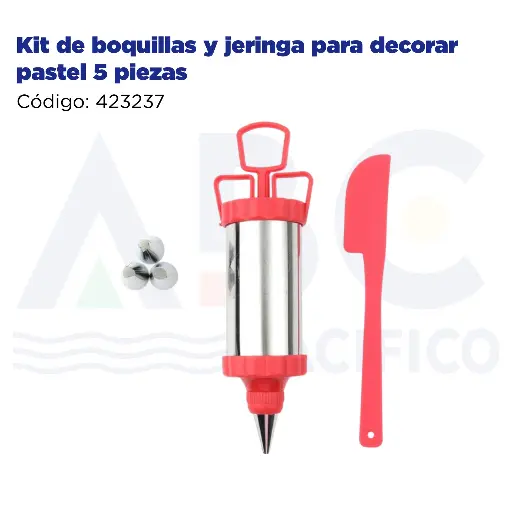 [423237] Kit de boquillas y jeringa para decorar pastel 5 piezas