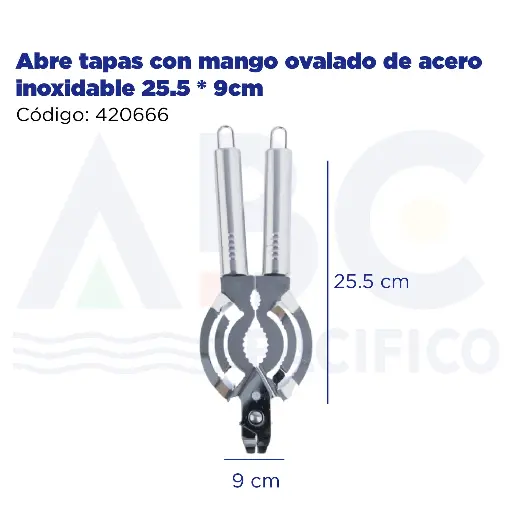 [420666] Abre tapas con mango ovalado de acero inoxidable 25.5 * 9cm