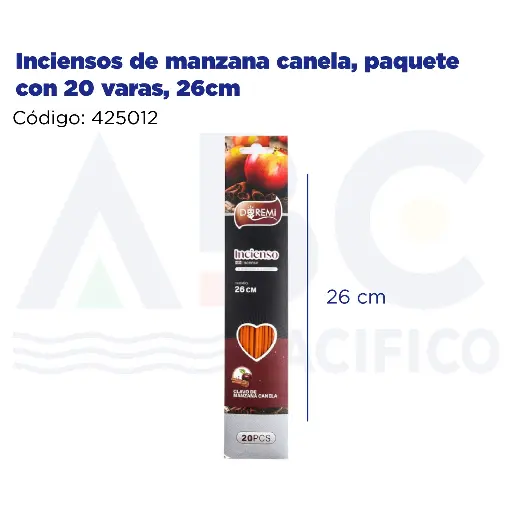 [425012] Inciensos de manzana canela, paquete con 20 varas, 26cm