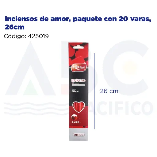 [425019] Inciensos de amor, paquete con 20 varas, 26cm