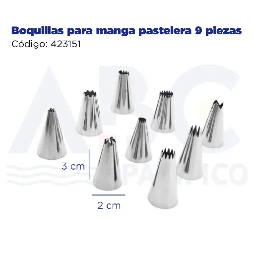 [423151] Boquillas para manga pastelera 9 piezas
