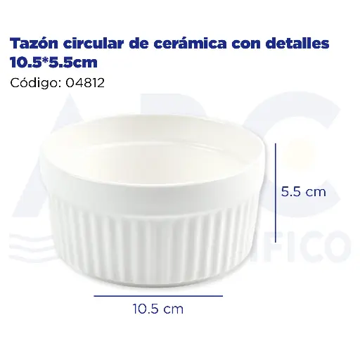 [04812] Tazón circular de cerámica con detalles 10.5*5.5cm
