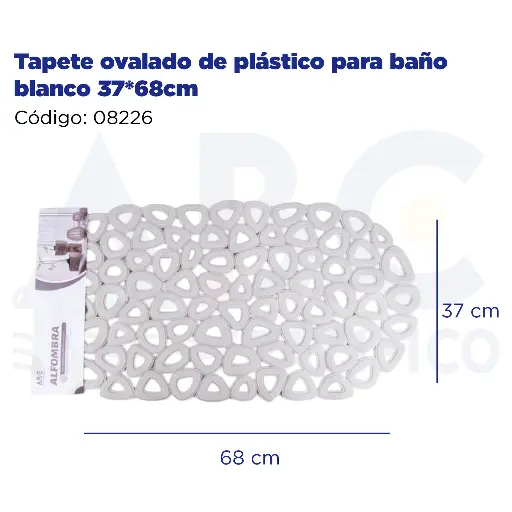 [08226] Tapete ovalado de plástico para baño blanco 37*68cm