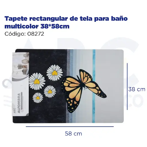 [08272] Tapete rectangular de tela para baño multicolor 38*58cm
