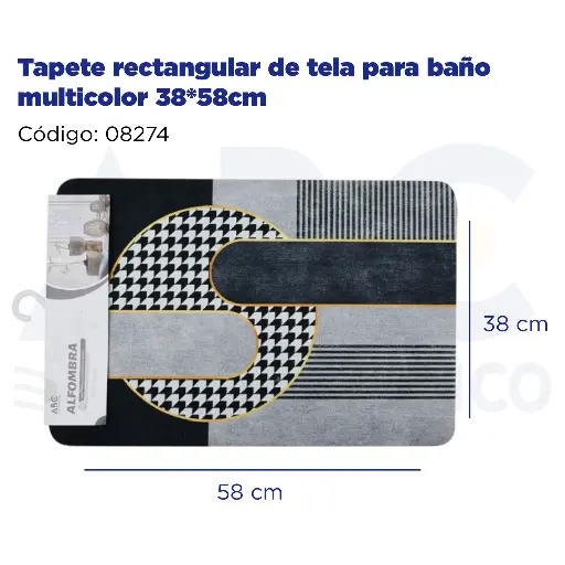 [08274] Tapete rectangular de tela para baño multicolor 38*58cm