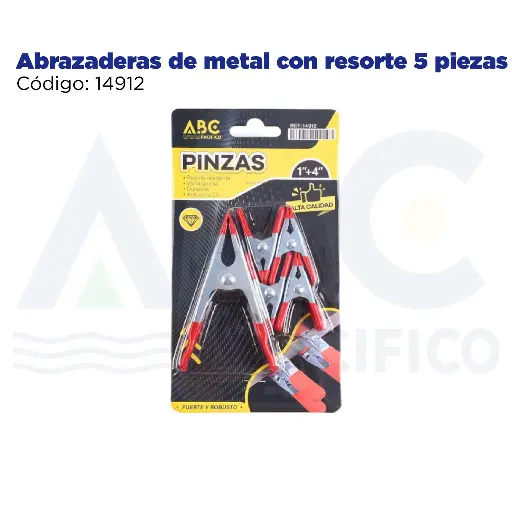 [14912] Abrazaderas de metal con resorte 5 piezas