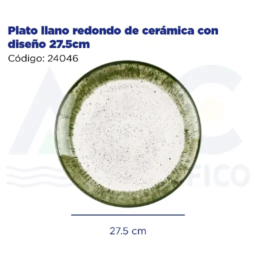 [24046] Plato llano redondo de cerámica con diseño 27.5cm