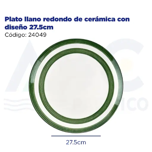 [24049] Plato llano redondo de cerámica con diseño 27.5cm