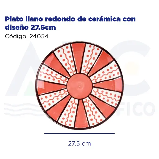[24054] Plato llano redondo de cerámica con diseño 27.5cm