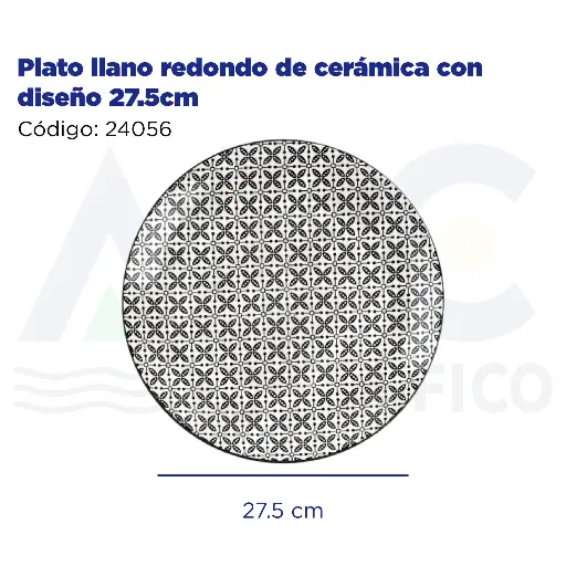 [24056] Plato llano redondo de cerámica con diseño 27.5cm