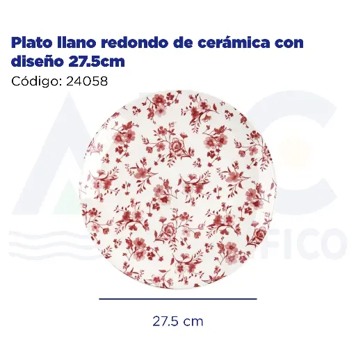 [24058] Plato llano redondo de cerámica con diseño 27.5cm