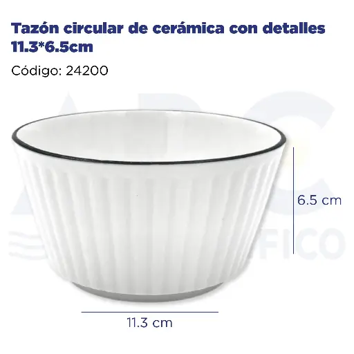 [24200] Tazón circular de cerámica con detalles 11.3*6.5cm