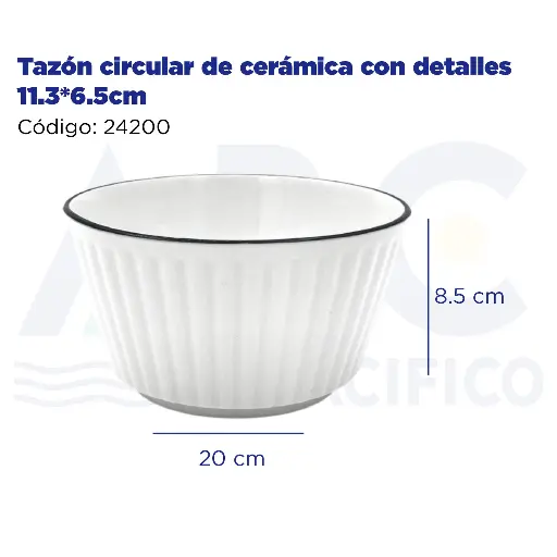 [24200] Tazón circular de cerámica con detalles 11.3*6.5cm