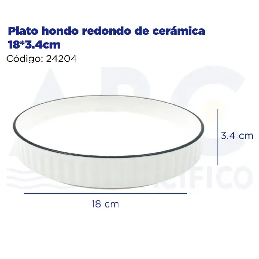 [24204] Plato hondo redondo de cerámica 18*3.4cm 18*3.4cm