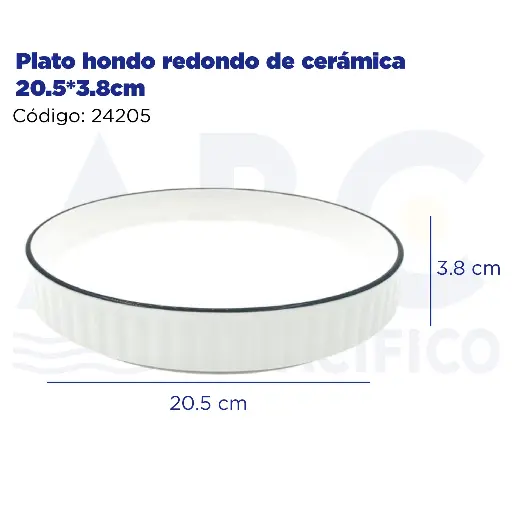 [24205] Plato hondo redondo de cerámica 20.5*3.8cm 20.5*3.8cm