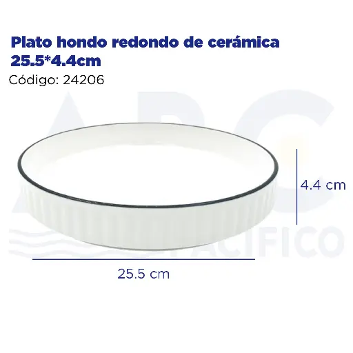 [24206] Plato hondo redondo de cerámica 25.5*4.4cm 25.5*4.4cm