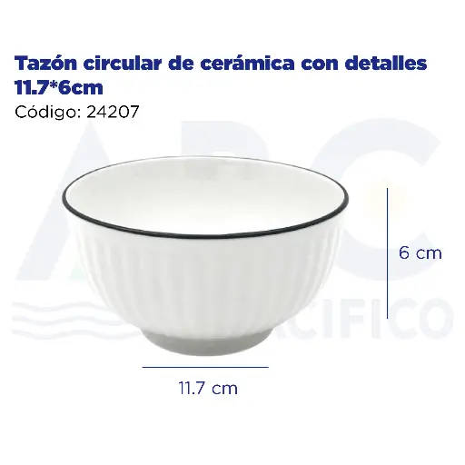 [24207] Tazón circular de cerámica con detalles 11.7*6cm
